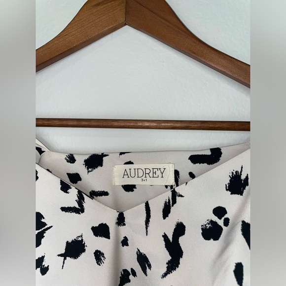 AUDREY 3+1 Leopard Speckled Ink Blot Print Tie Strap Midi Slip Style Dress EUC - Picture 4 of 16